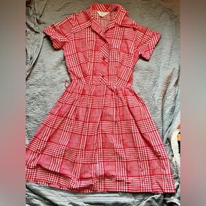 Vintage Plaid Short Sleeve Dress